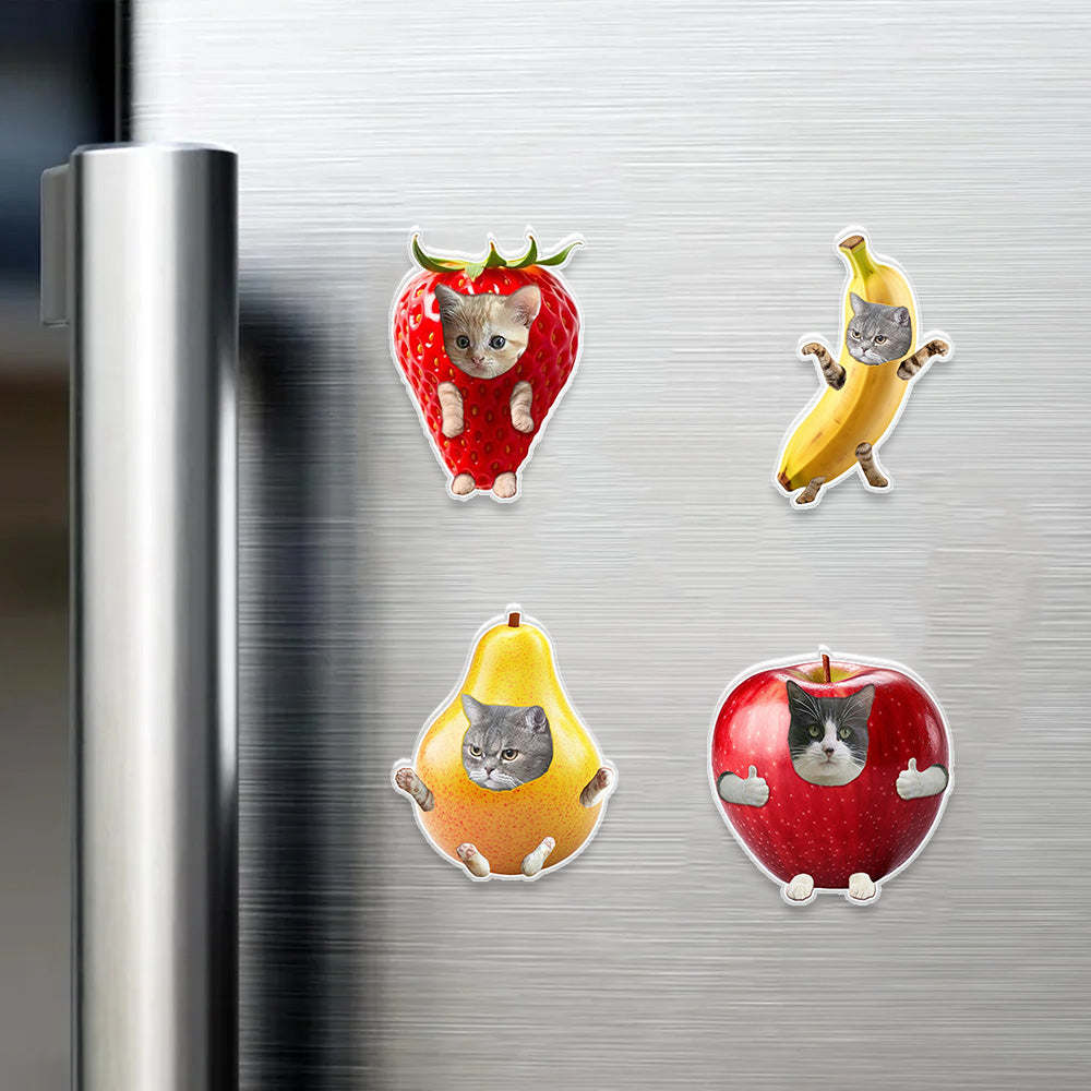 Custom Acrylic Fruit Cat Meme Keychain, Purr-fectly Fun Cat Meme Fridge Magnet, Fruit Cat Pin Badge, Gift for Cat Lover/Cat Parent