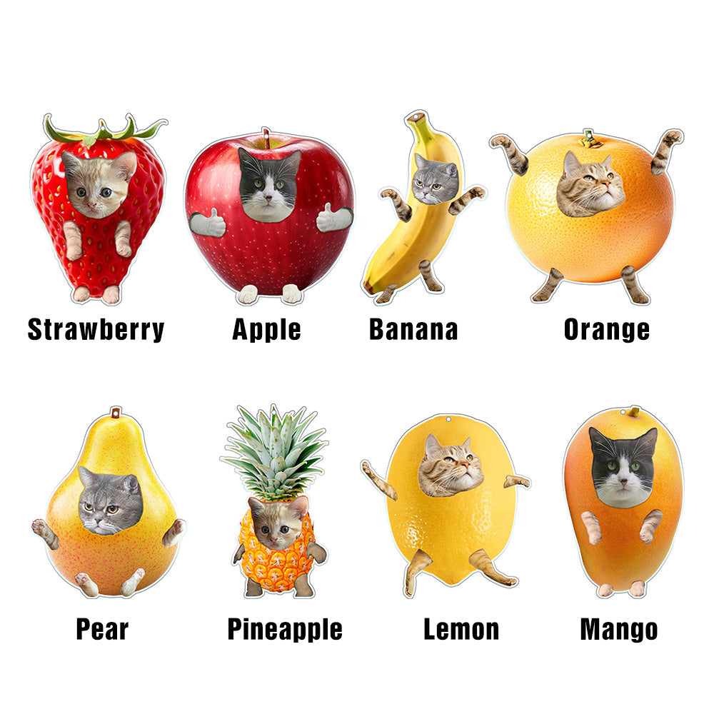 Custom Acrylic Fruit Cat Meme Keychain, Purr-fectly Fun Cat Meme Fridge Magnet, Fruit Cat Pin Badge, Gift for Cat Lover/Cat Parent