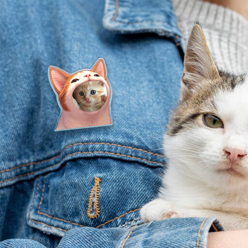 Personalized Cat Meme Acrylic Keychain, Pet Avatar Meme Fridge Magnet, Purr-fectly Fun Cat Meme Pin Badge, Gift for Pet Lover/Pet Parent/Meme Lover