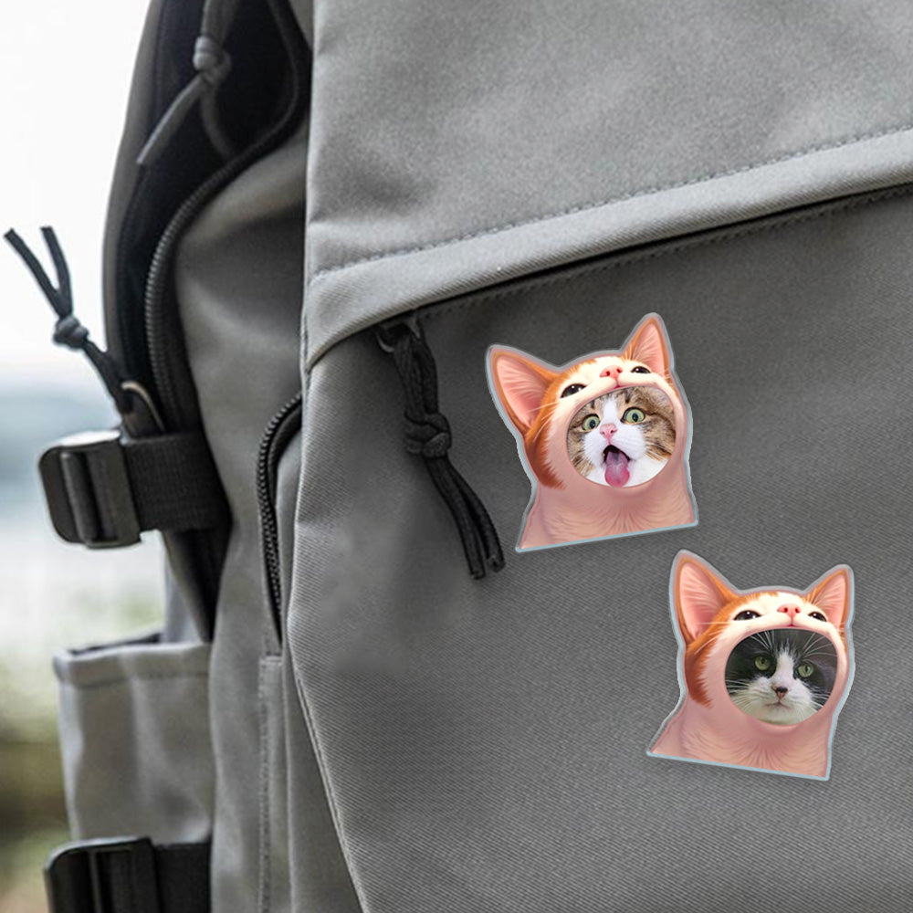 Personalized Cat Meme Acrylic Keychain, Pet Avatar Meme Fridge Magnet, Purr-fectly Fun Cat Meme Pin Badge, Gift for Pet Lover/Pet Parent/Meme Lover