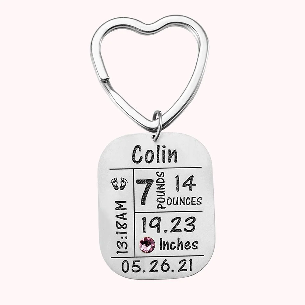 Baby Birth Information Keychain