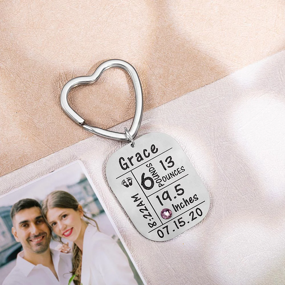 Baby Birth Information Keychain
