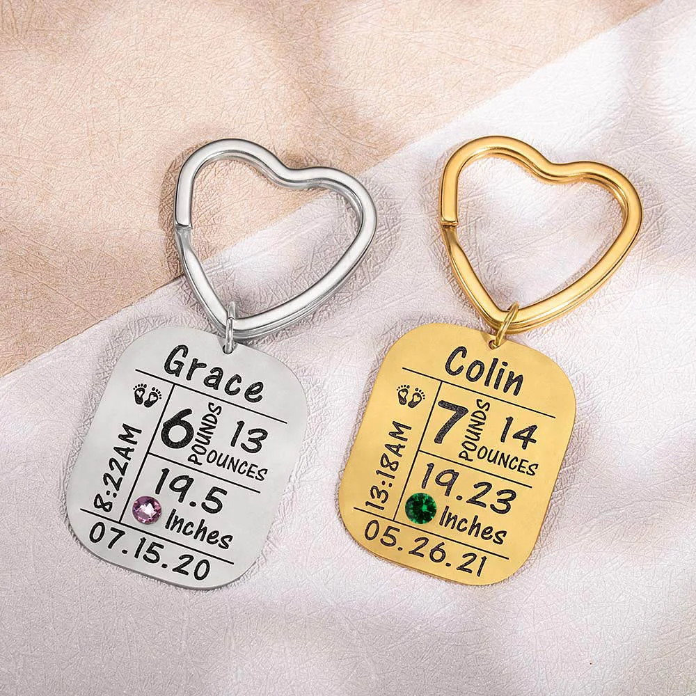 Baby Birth Information Keychain