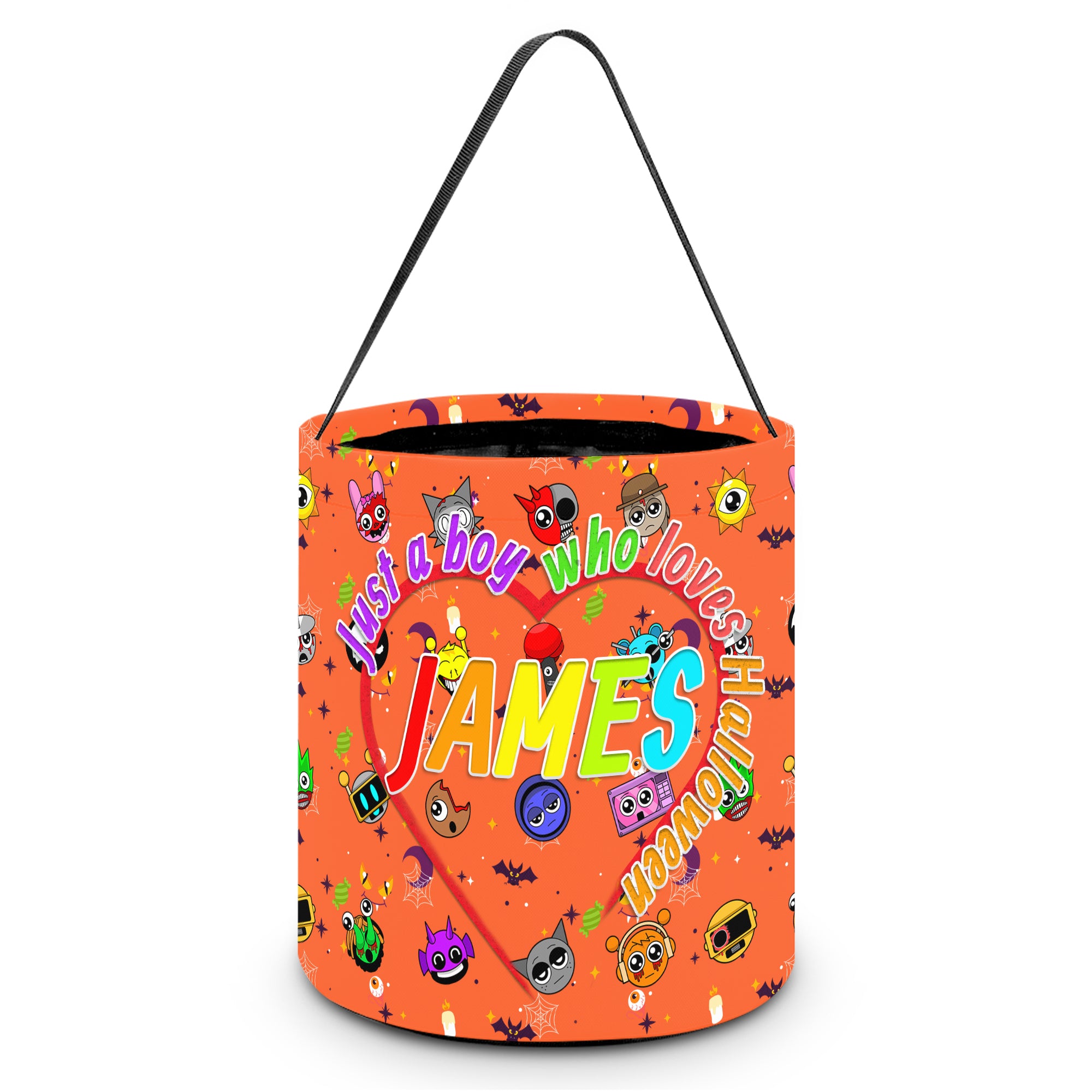 Custom Name Halloween Trick or Treat Bag with Game Characters – Personalized Candy Bag, Halloween Gifts, Gifts for Boys, Girls, Kids, and Game Lovers