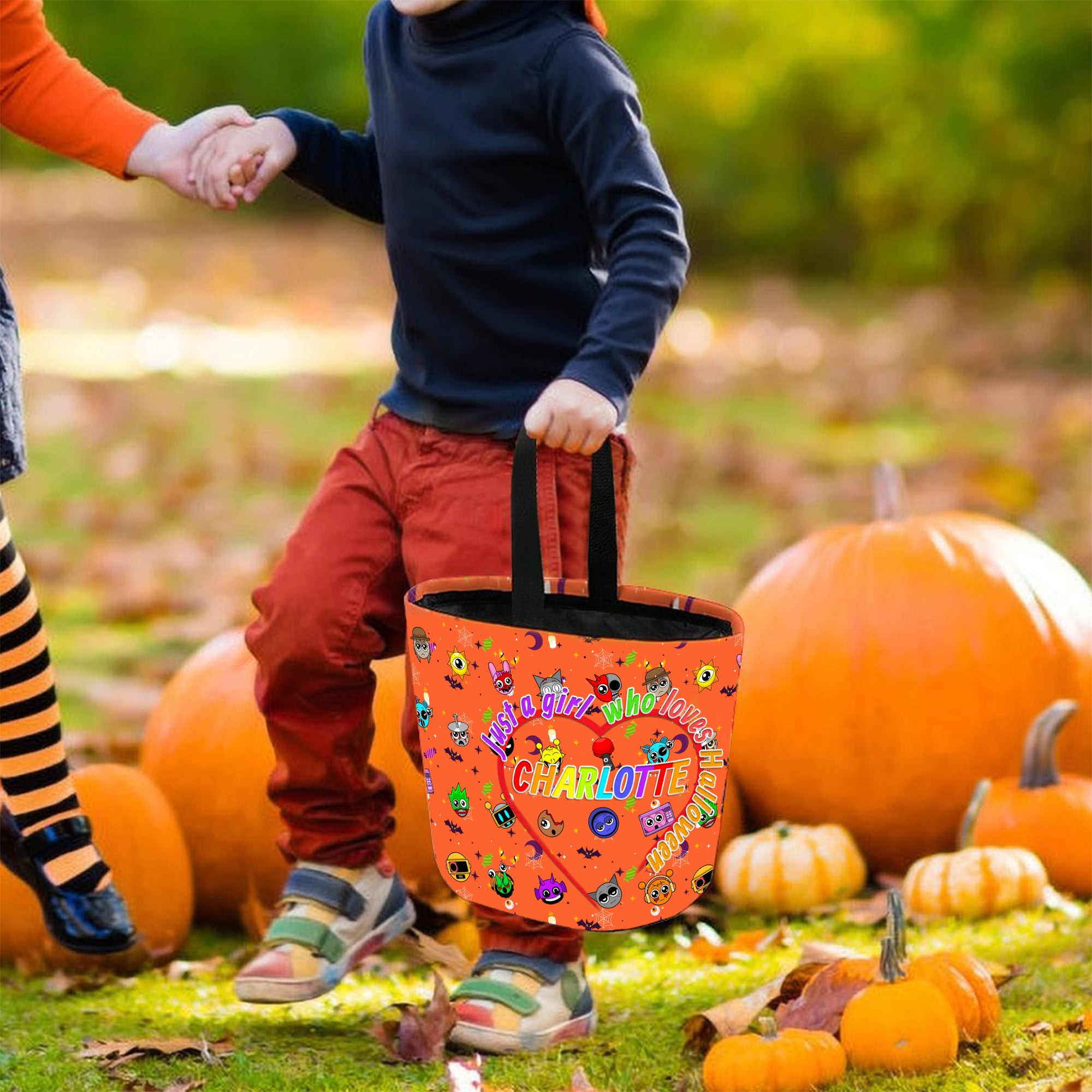 Custom Name Halloween Trick or Treat Bag with Game Characters – Personalized Candy Bag, Halloween Gifts, Gifts for Boys, Girls, Kids, and Game Lovers