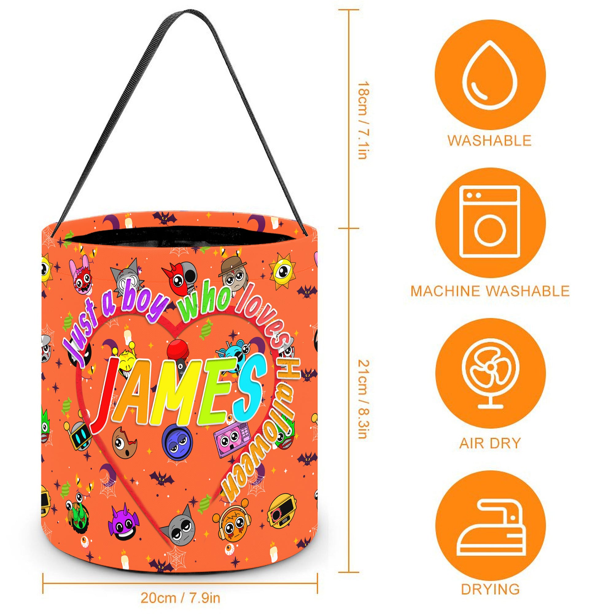 Custom Name Halloween Trick or Treat Bag with Game Characters – Personalized Candy Bag, Halloween Gifts, Gifts for Boys, Girls, Kids, and Game Lovers