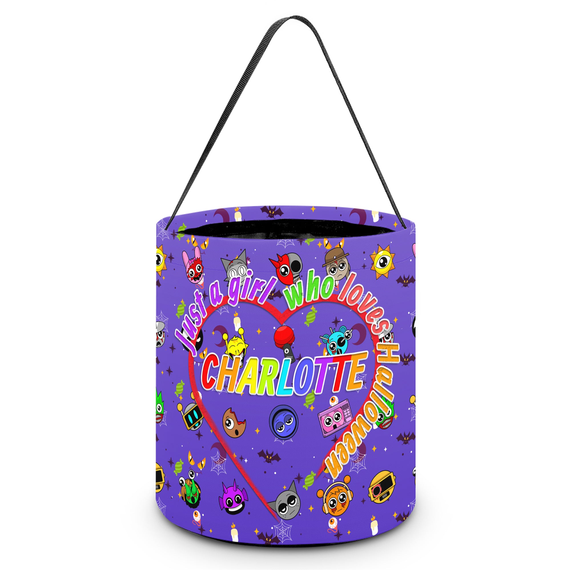 Custom Name Halloween Trick or Treat Bag with Game Characters – Personalized Candy Bag, Halloween Gifts, Gifts for Boys, Girls, Kids, and Game Lovers