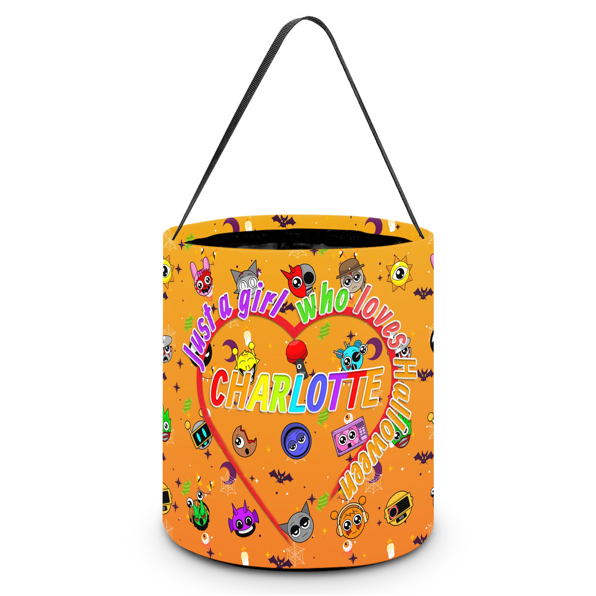 Custom Name Halloween Trick or Treat Bag with Game Characters – Personalized Candy Bag, Halloween Gifts, Gifts for Boys, Girls, Kids, and Game Lovers