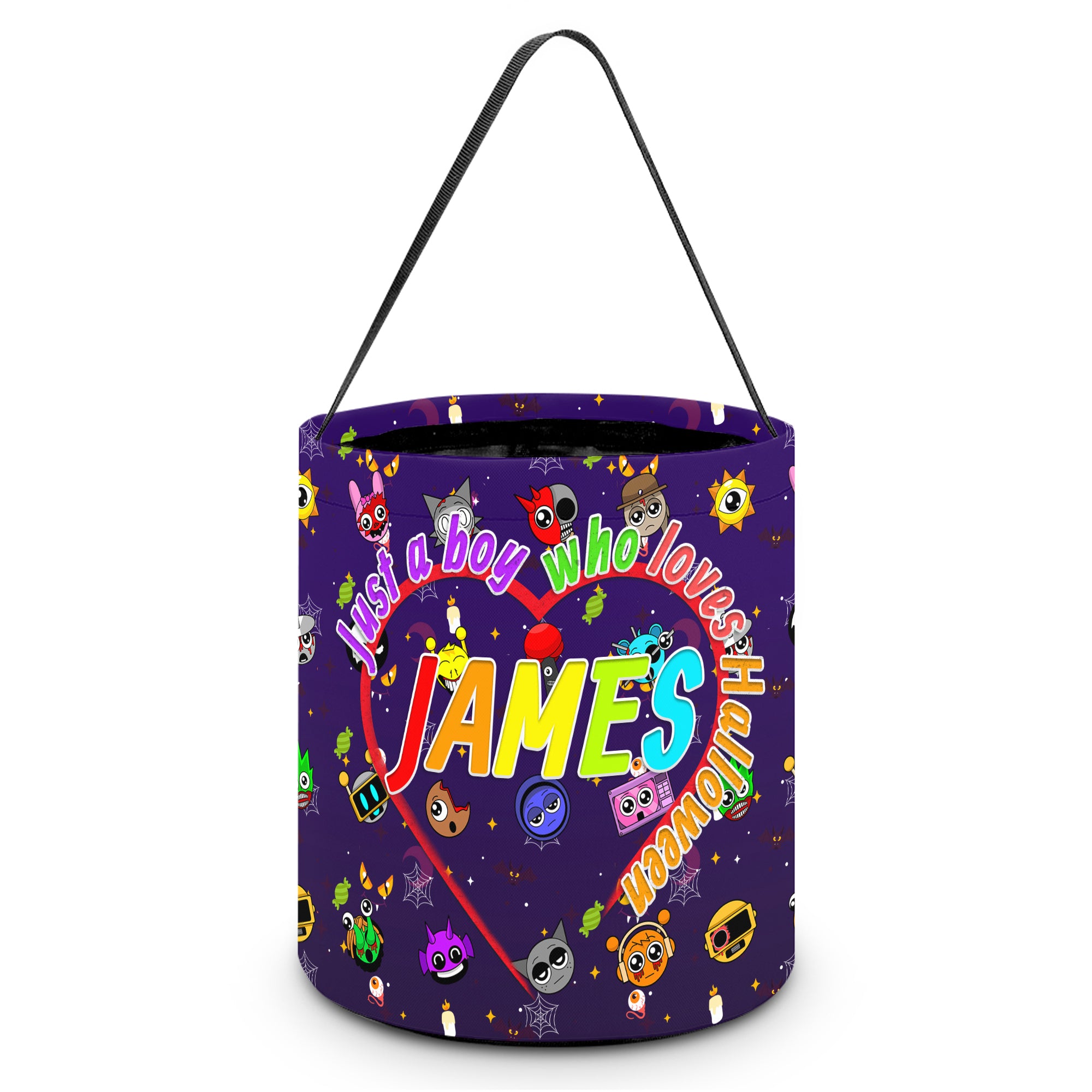 Custom Name Halloween Trick or Treat Bag with Game Characters – Personalized Candy Bag, Halloween Gifts, Gifts for Boys, Girls, Kids, and Game Lovers