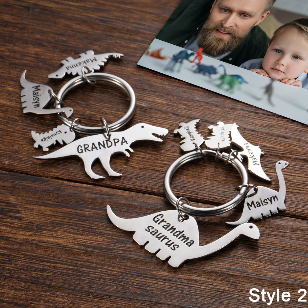 Personalized Dinosaur Keychain Gift For Dad