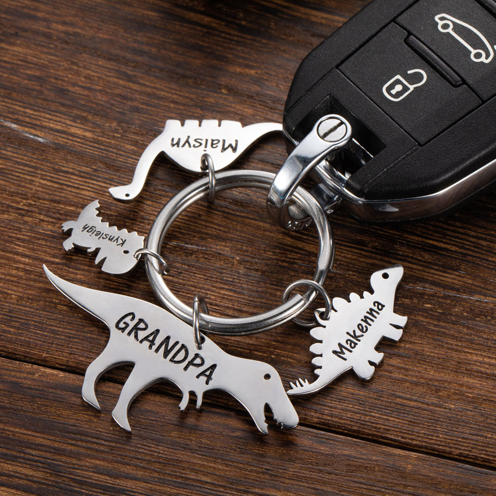 Personalized Dinosaur Keychain Gift For Dad