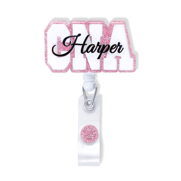 Personalized Name Badge Reel for Medical Staff / Rose-Pink