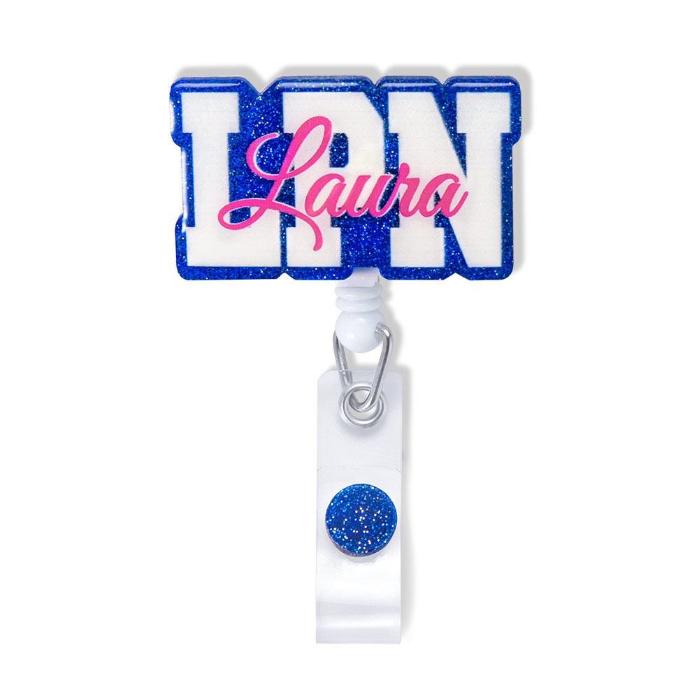 Personalized Name Badge Reel for Medical Staff/ Blue
