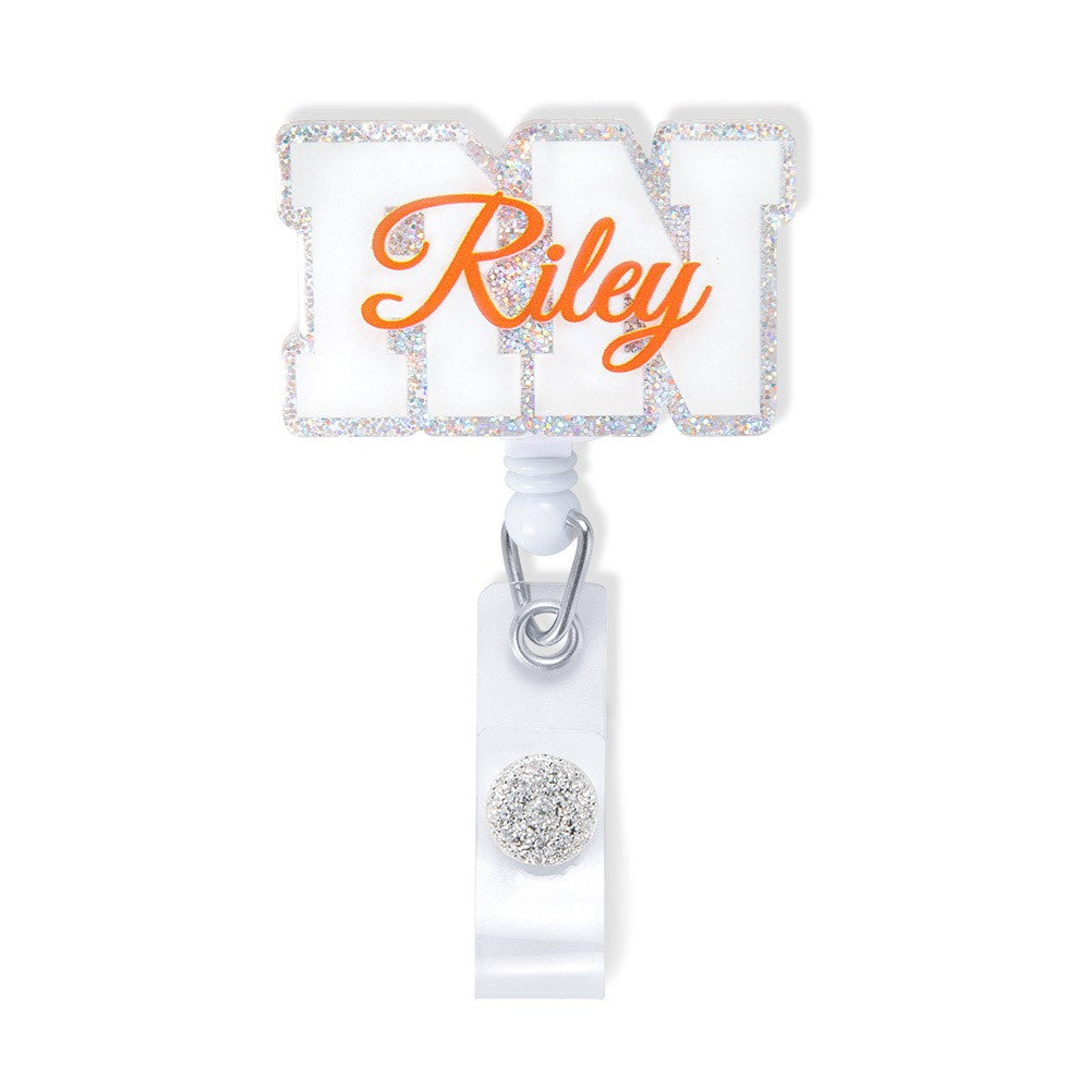 Personalized Name Badge Reel for Medical Staff \ Silver