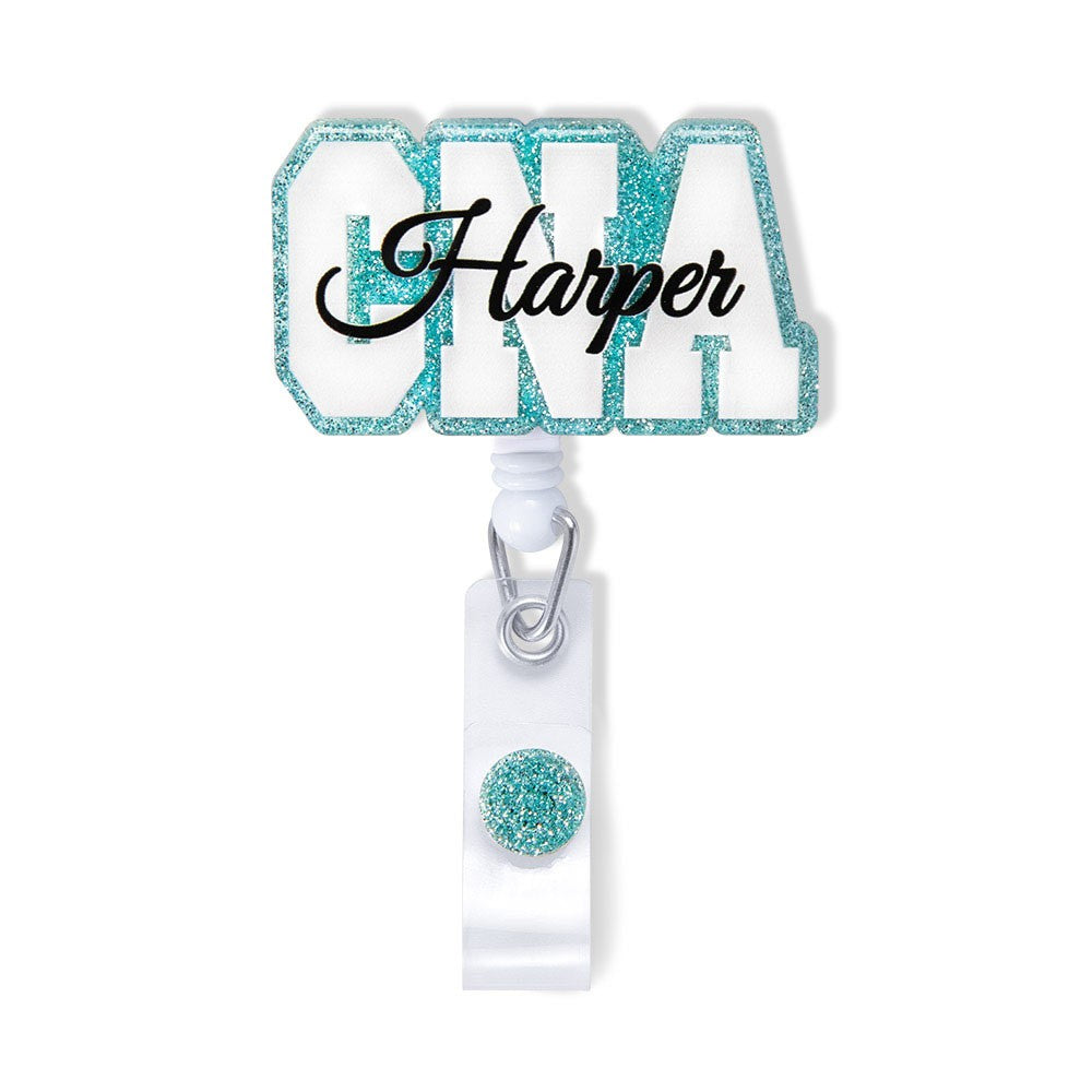 Personalized Name Badge Reel for Medical Staff / Ice Blue