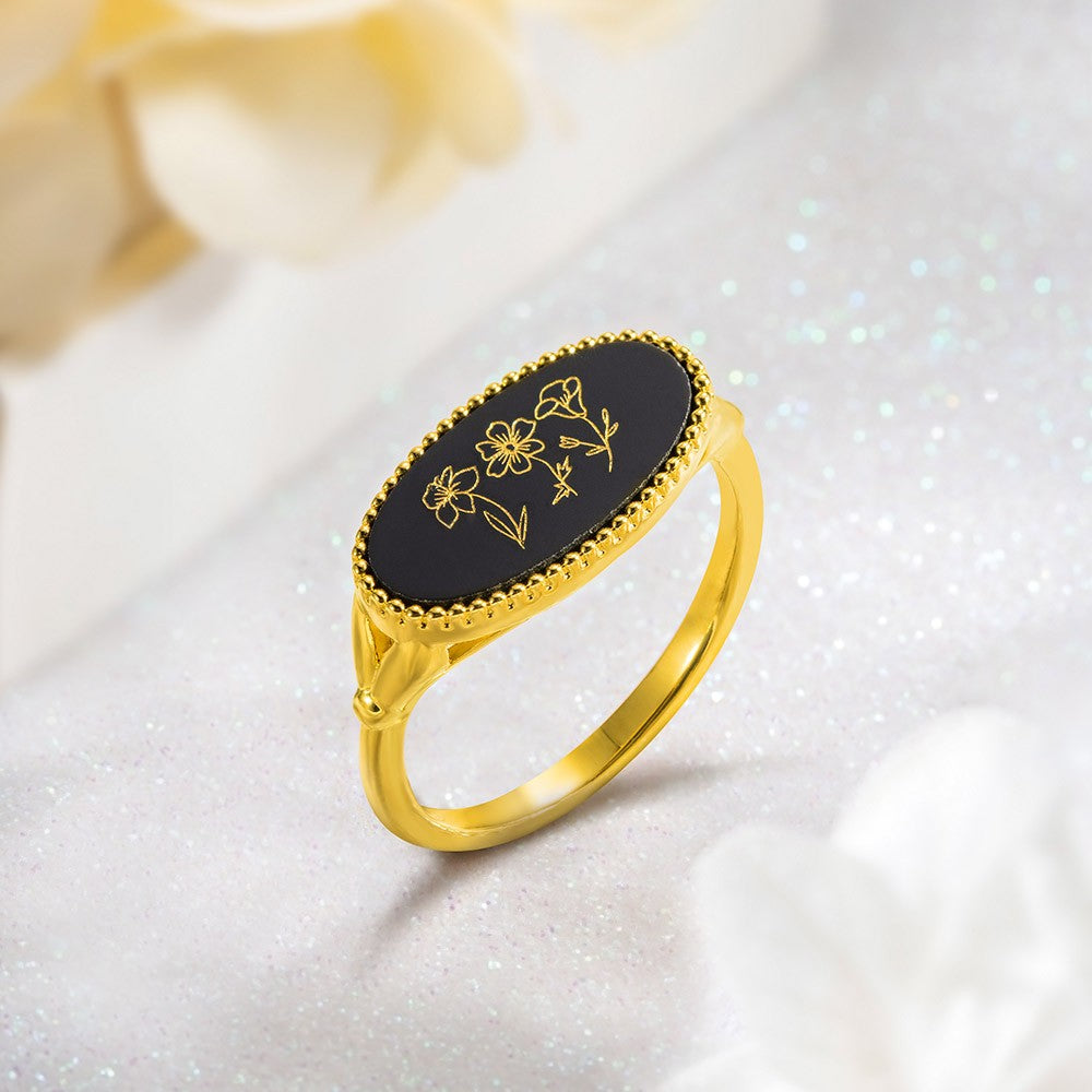 Sterling Silver 925/Personalized Birth Flower Ring for Mom/Wife