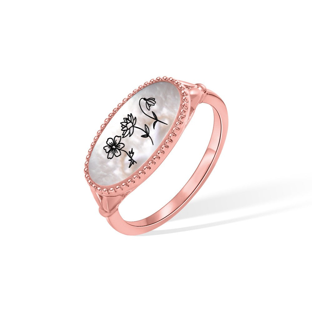 Sterling Silver 925/Personalized Birth Flower Ring for Mom/Wife