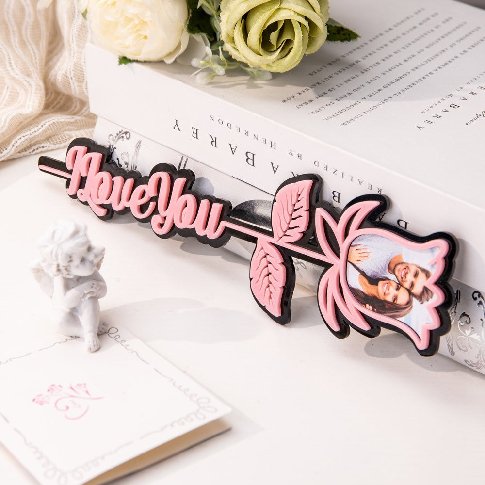 Custom Photo In Loving Memory Rose Sign, Acrylic Photo Prop/Ornament, Custom Photo gift, Valentine's Day/Anniversary Gift for Newlyweds/Couples