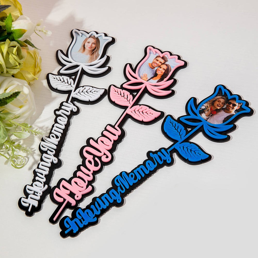 Custom Photo In Loving Memory Rose Sign, Acrylic Photo Prop/Ornament, Custom Photo gift, Valentine's Day/Anniversary Gift for Newlyweds/Couples