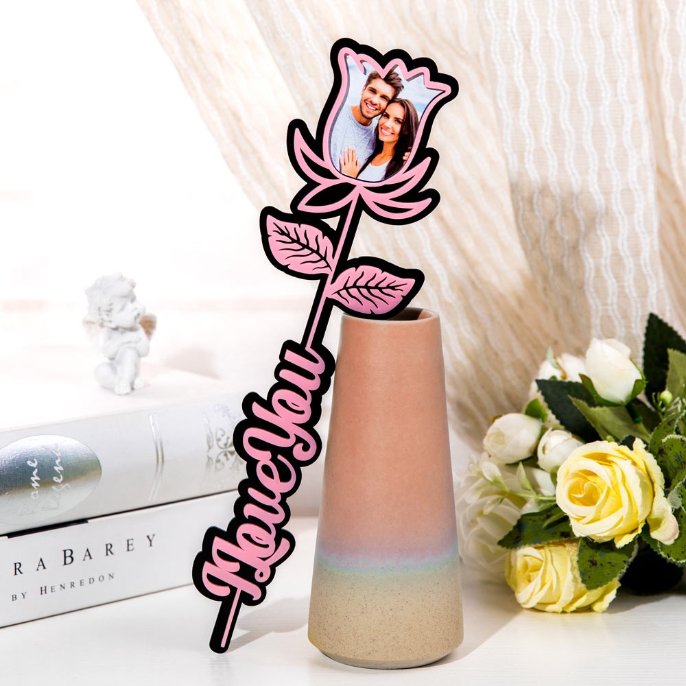 Custom Photo In Loving Memory Rose Sign, Acrylic Photo Prop/Ornament, Custom Photo gift, Valentine's Day/Anniversary Gift for Newlyweds/Couples