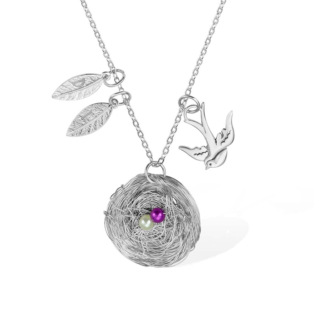 Bird Nest Necklace, Bird Necklace for Swallows, Hummingbirds, Doves, Mama Bird Necklace Bird Lovers Jewelry, Mothers Day Gift for Mom/Grandma/Wife