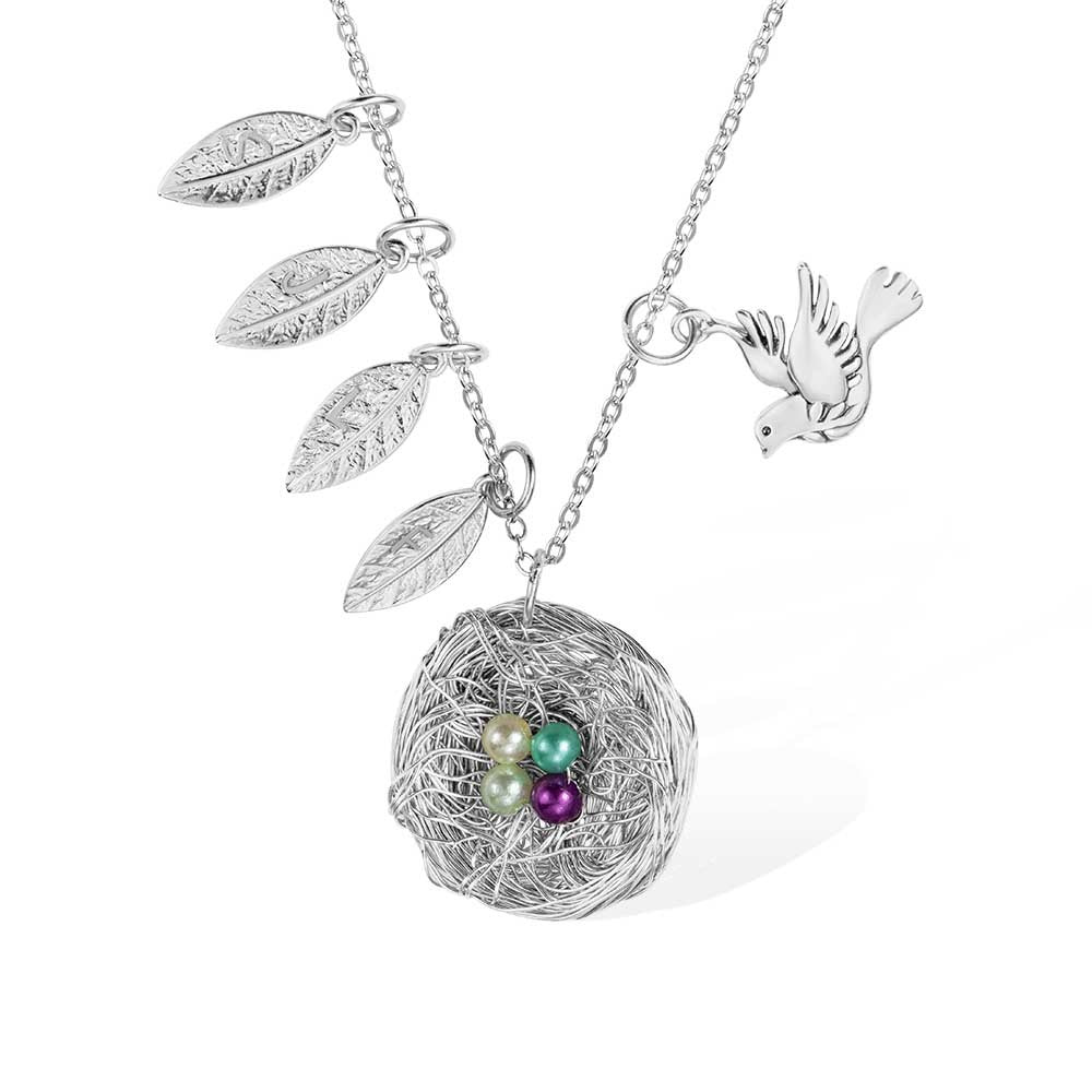 Bird Nest Necklace, Bird Necklace for Swallows, Hummingbirds, Doves, Mama Bird Necklace Bird Lovers Jewelry, Mothers Day Gift for Mom/Grandma/Wife