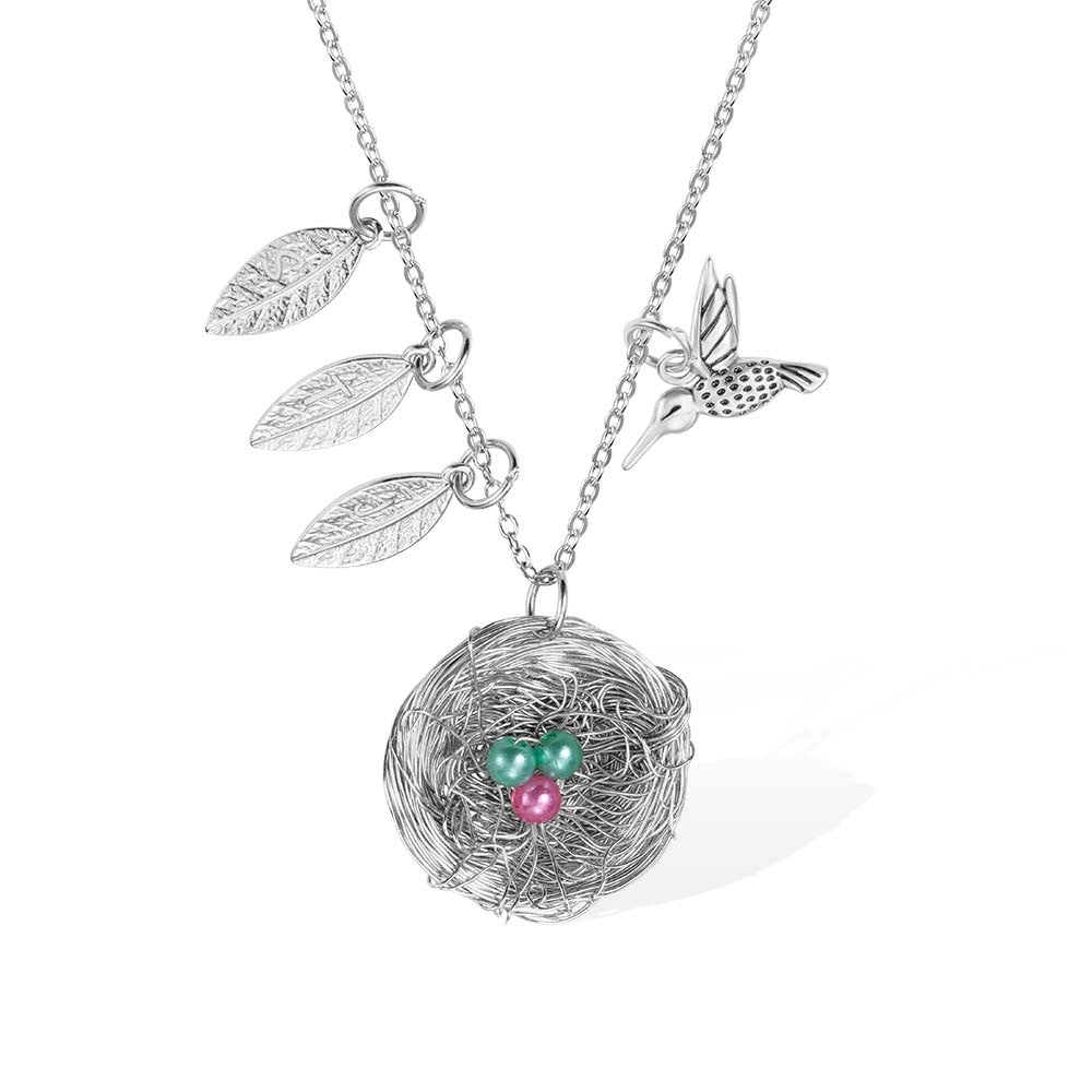 Bird Nest Necklace, Bird Necklace for Swallows, Hummingbirds, Doves, Mama Bird Necklace Bird Lovers Jewelry, Mothers Day Gift for Mom/Grandma/Wife
