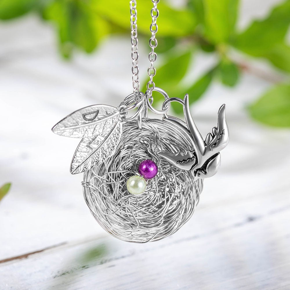 Bird Nest Necklace, Bird Necklace for Swallows, Hummingbirds, Doves, Mama Bird Necklace Bird Lovers Jewelry, Mothers Day Gift for Mom/Grandma/Wife