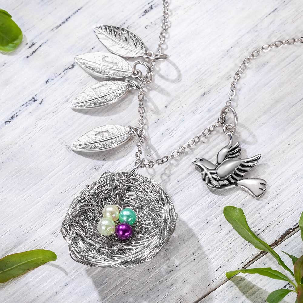 Bird Nest Necklace, Bird Necklace for Swallows, Hummingbirds, Doves, Mama Bird Necklace Bird Lovers Jewelry, Mothers Day Gift for Mom/Grandma/Wife