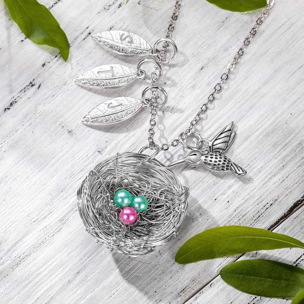 Bird Nest Necklace, Bird Necklace for Swallows, Hummingbirds, Doves, Mama Bird Necklace Bird Lovers Jewelry, Mothers Day Gift for Mom/Grandma/Wife