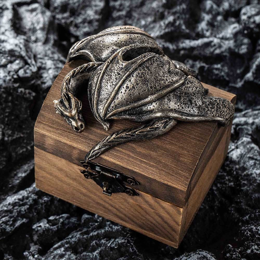 Custom Dragon Ring Box with Name, Wooden Ring Holder, Personalized Jewelry Box for Proposal/Wedding/Engagement, Memorial Gift for Him