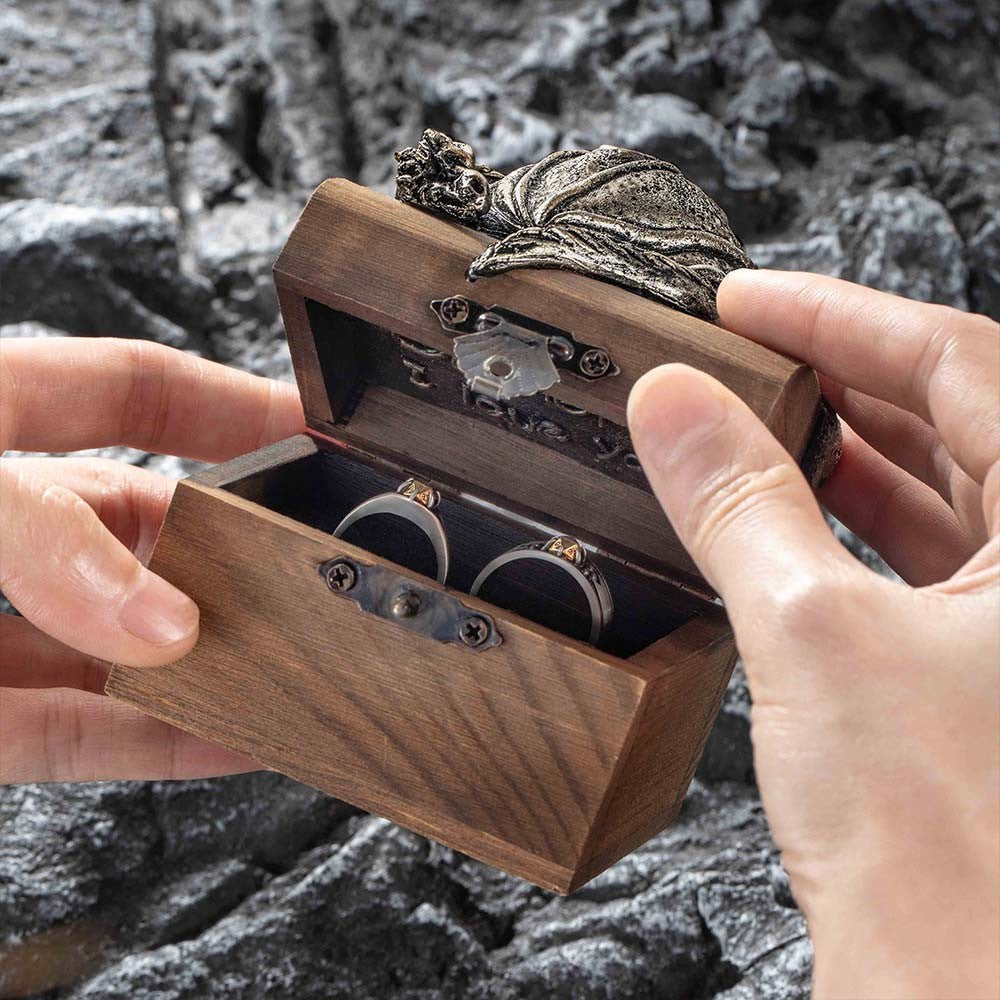 Custom Dragon Ring Box with Name, Wooden Ring Holder, Personalized Jewelry Box for Proposal/Wedding/Engagement, Memorial Gift for Him