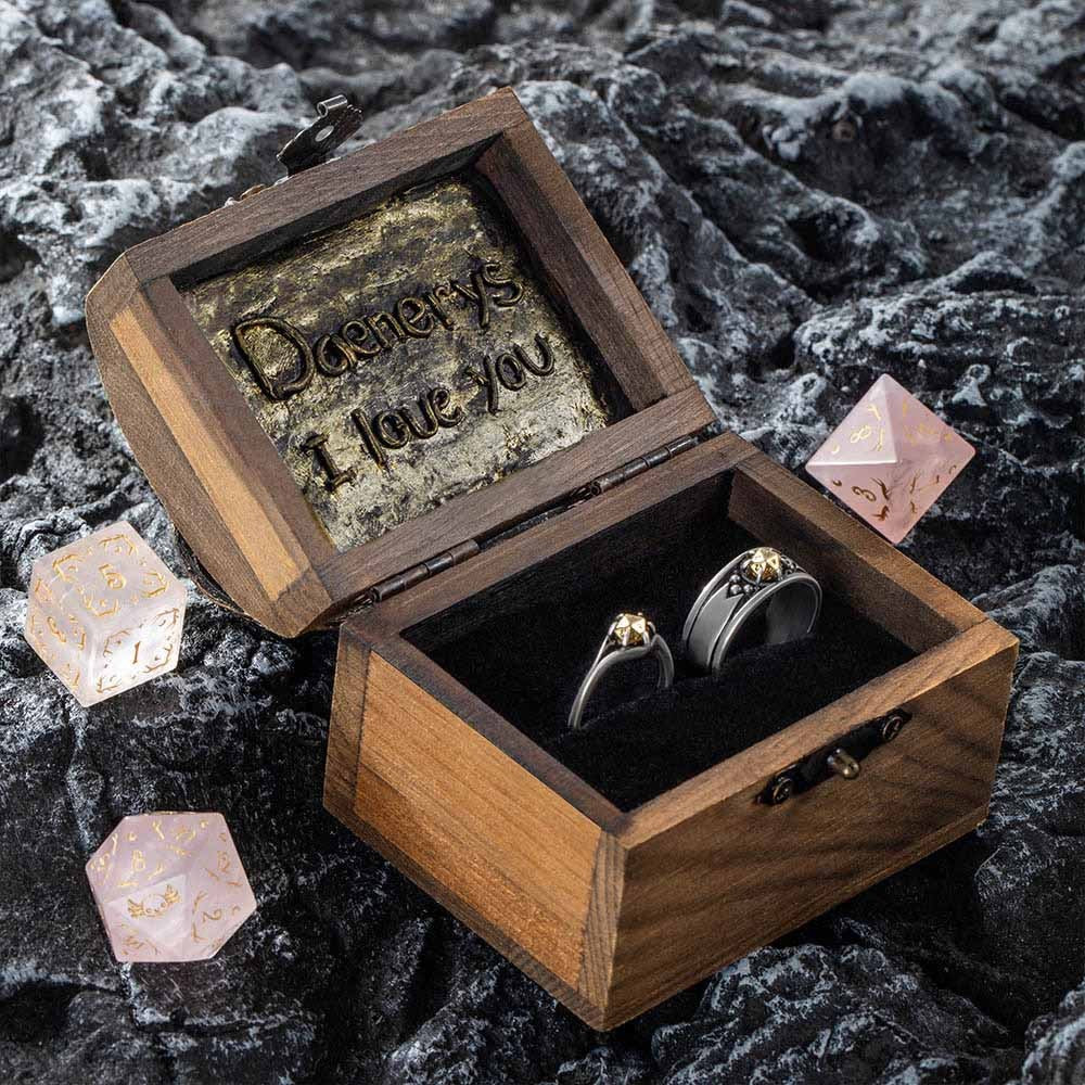 Custom Dragon Ring Box with Name, Wooden Ring Holder, Personalized Jewelry Box for Proposal/Wedding/Engagement, Memorial Gift for Him