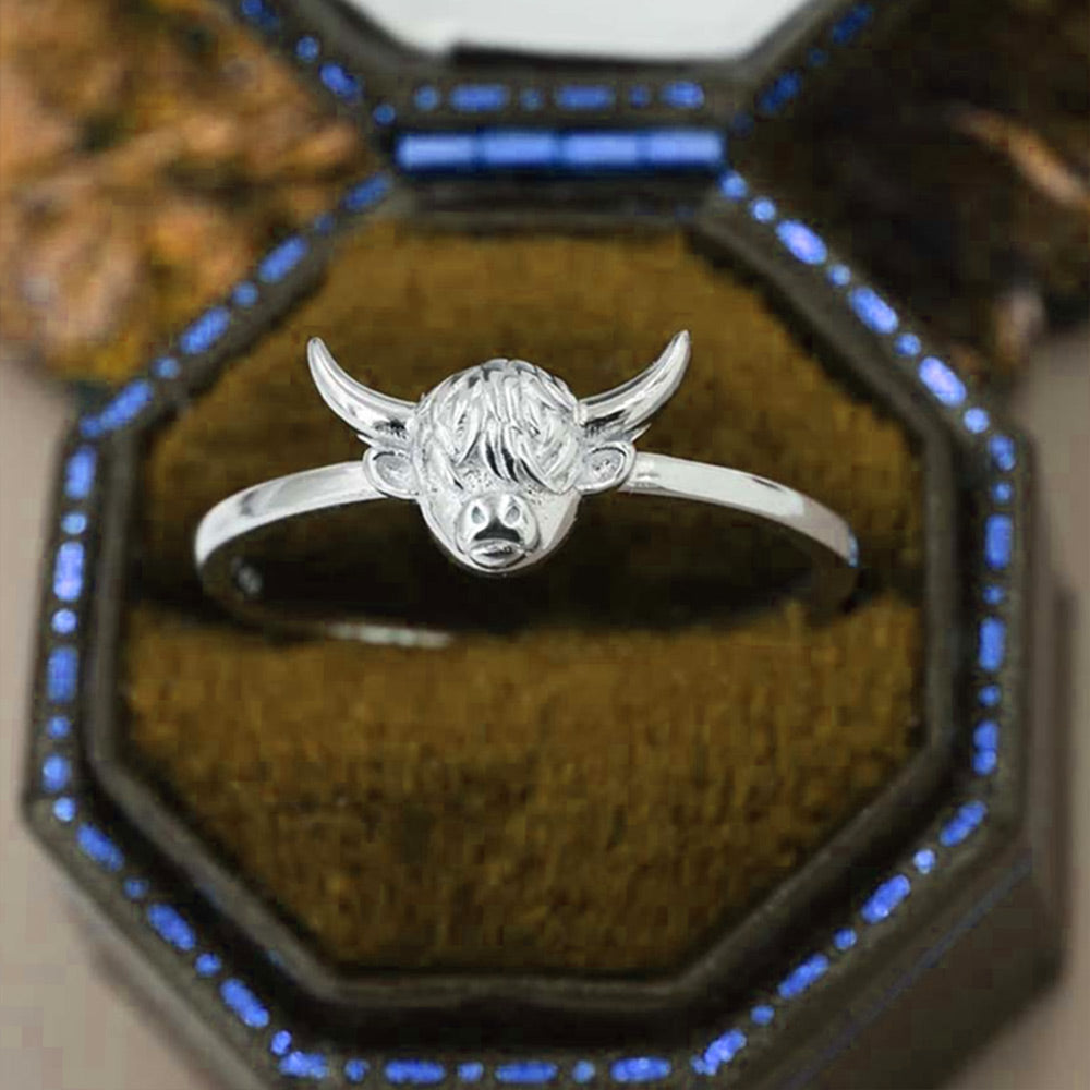 Brass Bull Ring, Highland Cow Ring,  Cute Animal Celestial Jewelry, Ring for Women/Girls