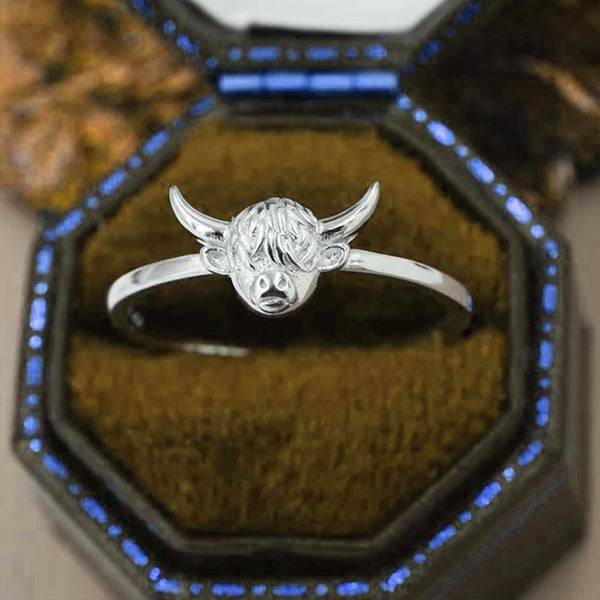 Brass Bull Ring, Highland Cow Ring,  Cute Animal Celestial Jewelry, Ring for Women/Girls