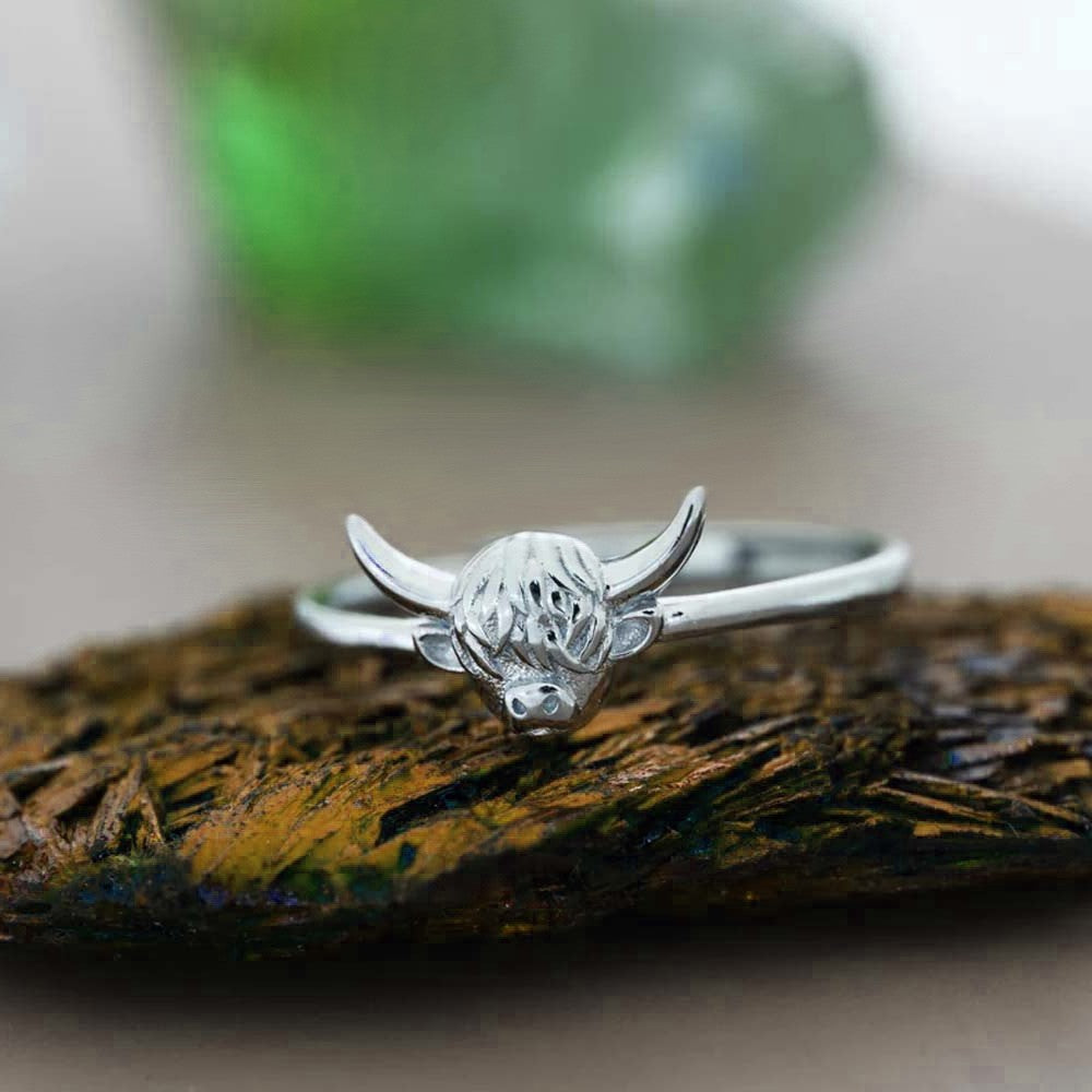Brass Bull Ring, Highland Cow Ring,  Cute Animal Celestial Jewelry, Ring for Women/Girls
