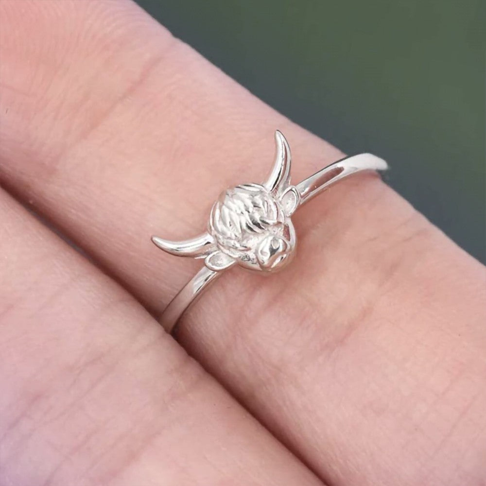 Brass Bull Ring, Highland Cow Ring,  Cute Animal Celestial Jewelry, Ring for Women/Girls