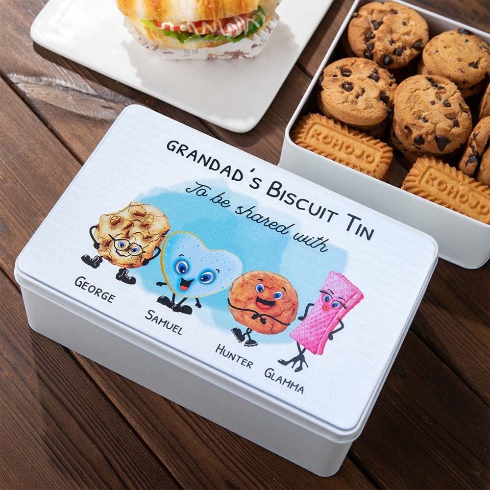 Personalized Name Biscuit Tin, Cookie Image Biscuit Tin, Goodie Tin,  Storage Tin, Gift for Grandma/Grandpa/Nanny/Mom/Dad