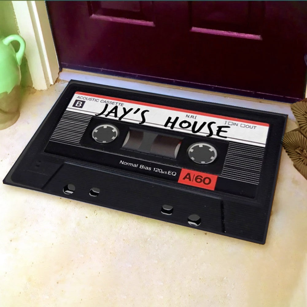 Personalized Cassette Tape Retro Doormat,  Custom Door Mat, Welcome Mat, Home Decor, Gift for Men/Women/Cassette Tapes Lovers/Music Lovers