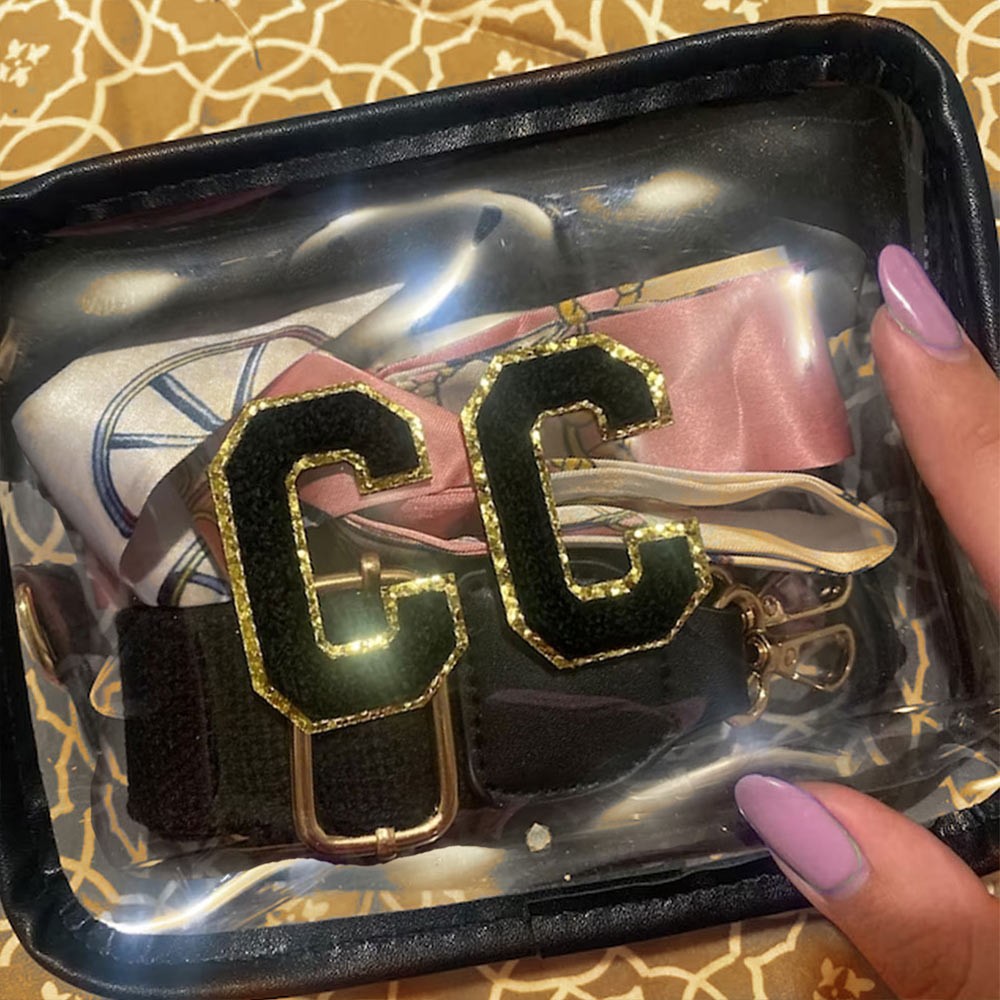 Personalized Clear Bag with Chenille Letters, Clear Crossbody Bag, Stadium Approved, Stadium/Concerts/Festivals/Gameday Bag, Gifts for Besties/Friends