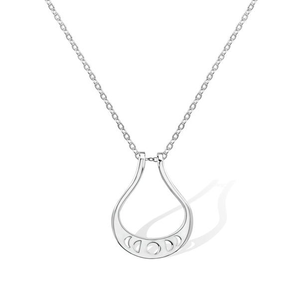Moon Phases Ring Holder Necklace, Brass  Crescent Moon Neckchain, Wedding & Engagement Ring Keeper Necklace, Gift for Wife/Women/Mother/Daughter