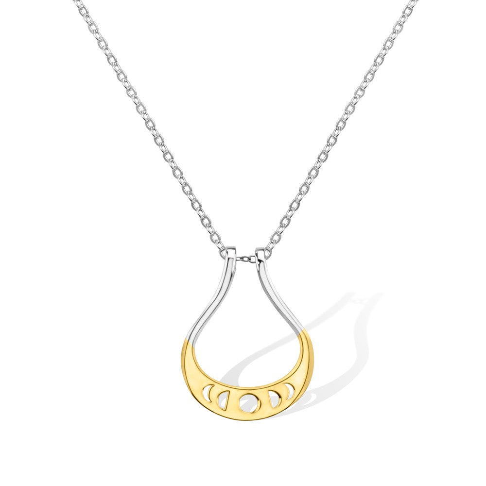 Moon Phases Ring Holder Necklace, Silver 925 Crescent Moon Neckchain, Wedding & Engagement Ring Keeper Necklace, Gift for Wife/Women/Mother/Daughter