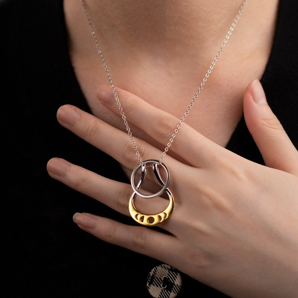 Moon Phases Ring Holder Necklace, Silver 925 Crescent Moon Neckchain, Wedding & Engagement Ring Keeper Necklace, Gift for Wife/Women/Mother/Daughter