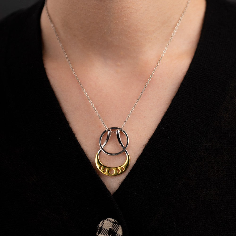 Moon Phases Ring Holder Necklace, Silver 925 Crescent Moon Neckchain, Wedding & Engagement Ring Keeper Necklace, Gift for Wife/Women/Mother/Daughter