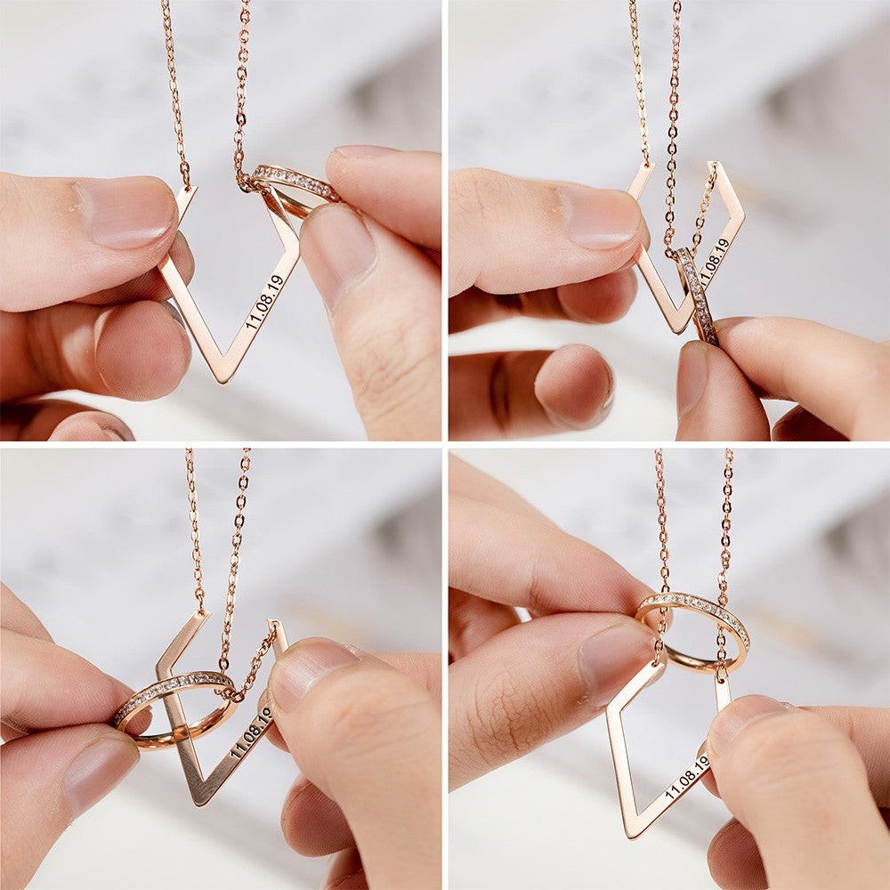 Silver 925/Personalized Ring Holder Necklace, Doctor Ring Holder, Geometric Nameplate Ring Holder Necklace, Doctors/Surgeon/Graduation Gift, Gift For Him