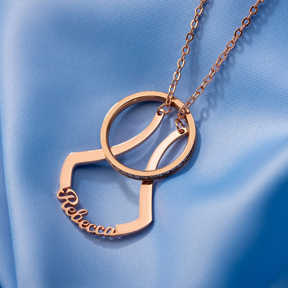 Silver 925 Necklace, Personalized Ring Holder Necklace, Ring Keeper Necklace with Name, Wedding Ring Holder, Ring Holder Jewelry, Gift for Woman/Mother/Grandma