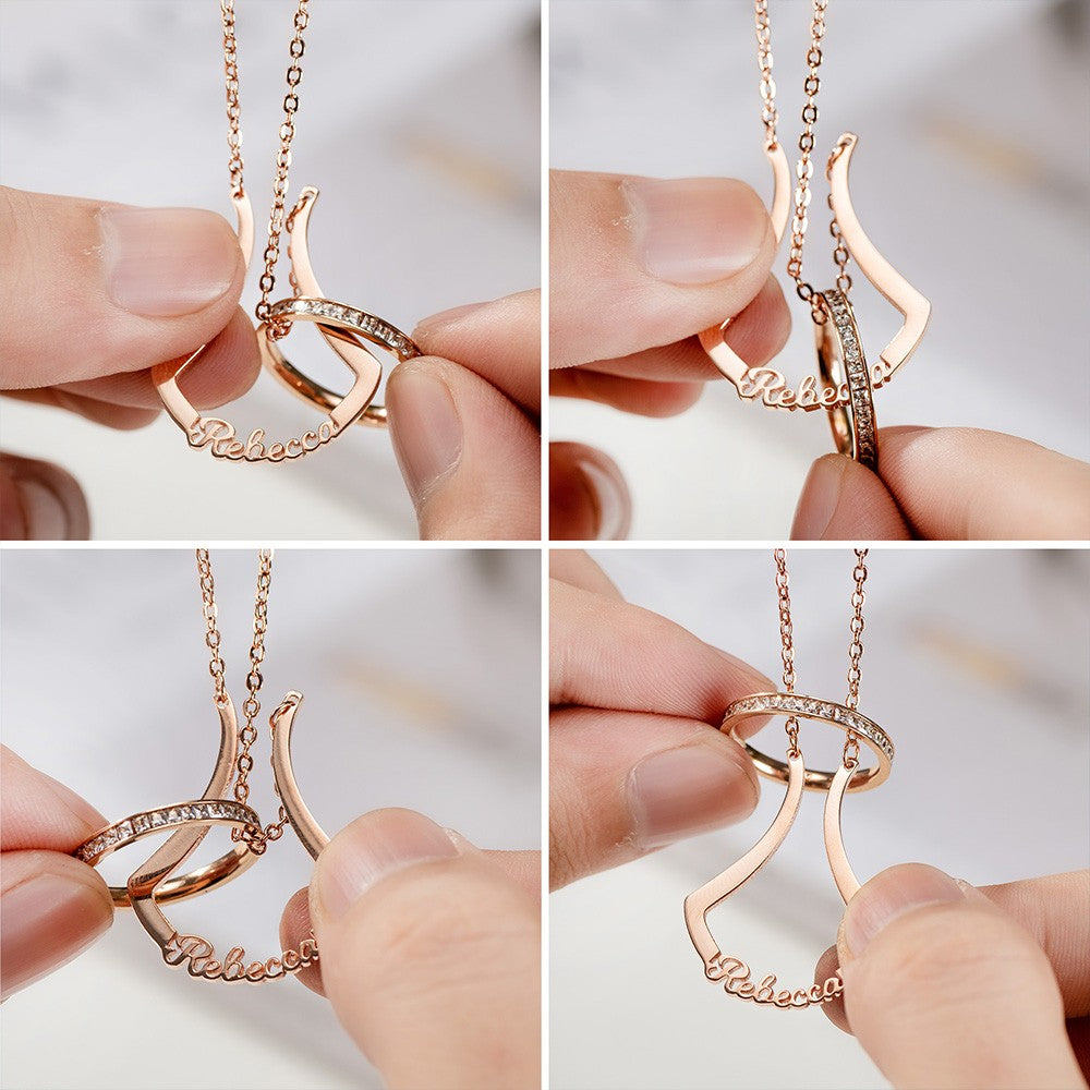Stainless Steel Necklace, Personalized Ring Holder Necklace, Ring Keeper Necklace with Name, Wedding Ring Holder, Ring Holder Jewelry, Gift for Woman/Mother/Grandma