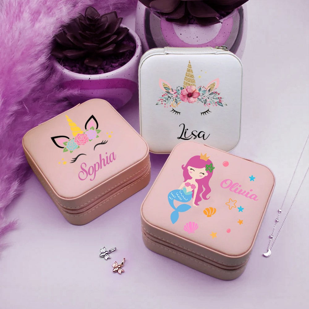 Personalized Jewelry Box with Unicorn/Mermaid, Children’s Jewelry Box, Christening Gift, Girls Jewelry Box, Birthday Gift for Girl, Flower Girl Gift