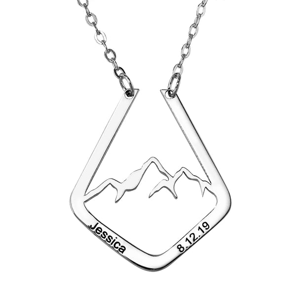 Stainless Steel Dainty Ring Holder Necklace with Mountain Design, Custom Geometric Ring Keeper Simple Jewelry Gift for Her/Womens/Girls Mothers/Doctor/Nurse