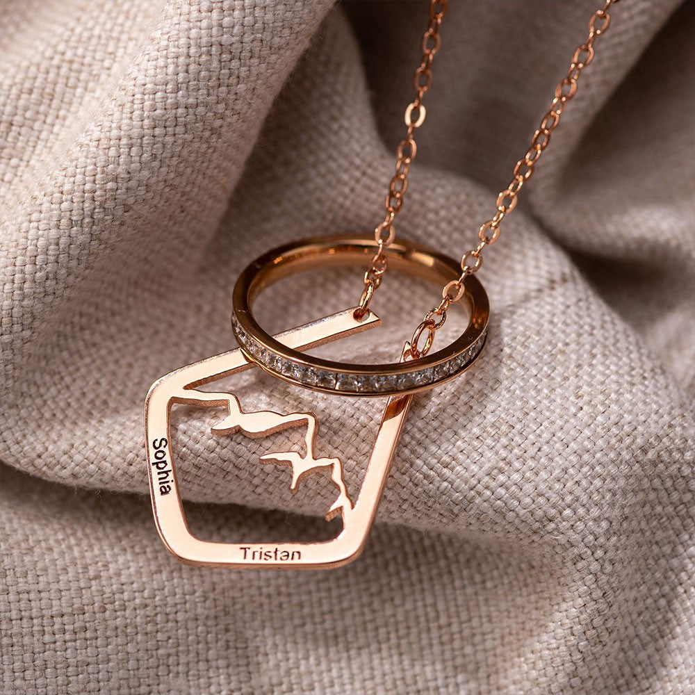 Sterling Silver 925 Dainty Ring Holder Necklace with Mountain Design, Custom Geometric Ring Keeper Simple Jewelry Gift for Her/Womens/Girls Mothers/Doctor/Nurse